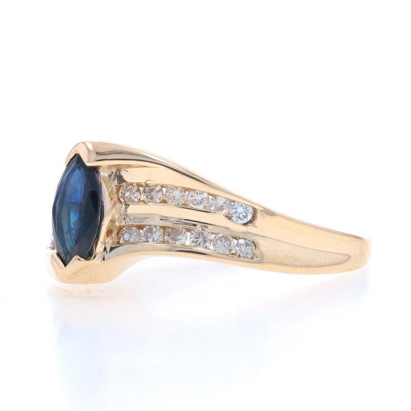 Marquise Cut Yellow Gold Sapphire & Diamond Bypass Ring - 14k Marquise .66ctw