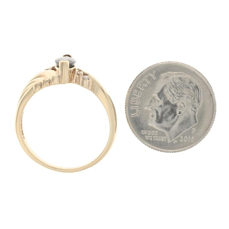 Gelbgold Saphir & Diamant Bypass-Ring, 14k Marquise-Schliff 0,81ctw gerippt Damen