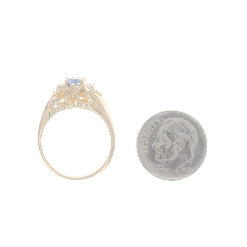 Yellow Gold Sapphire Diamond Bypass Ring - 14k Oval 1.10ctw For Sale 1