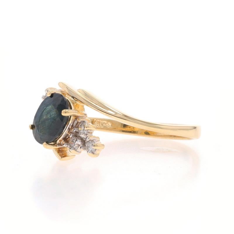 Bague bypass en or jaune 14 carats avec saphirs et diamants - 1,12 carat poids total Bon état - En vente à Greensboro, NC