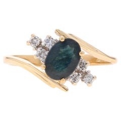 Yellow Gold Sapphire Diamond Bypass Ring - 14k Oval 1.12ctw