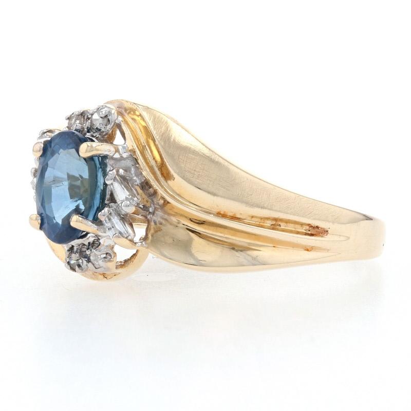 For Sale:  Yellow Gold Sapphire & Diamond Bypass Ring, 14k Oval Brilliant Cut 1.08ctw 3