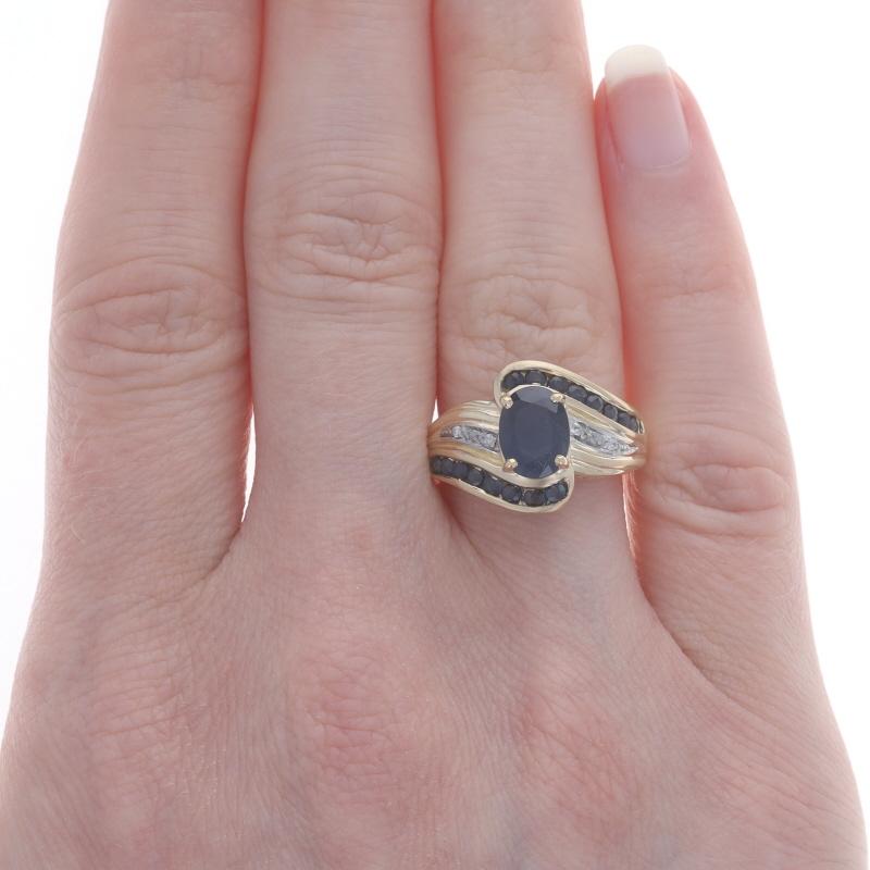 Bypass-Ring aus Gelbgold mit Saphir und Diamant - 14k Oval & Rund 2,19ctw (Rundschliff)