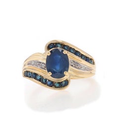 Bypass-Ring aus Gelbgold mit Saphir und Diamant - 14k Oval & Rund 2,19ctw