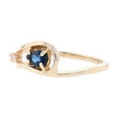 Yellow Gold Sapphire & Diamond Bypass Ring, 14k Pear Cut .37ctw