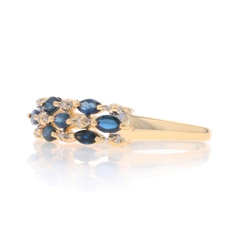 Marquise Cut Yellow Gold Sapphire & Diamond Cluster Band - 10k Marquise .93ctw Ring