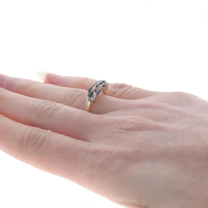 Yellow Gold Sapphire & Diamond Cluster Band - 10k Marquise .93ctw Ring In Excellent Condition In Greensboro, NC