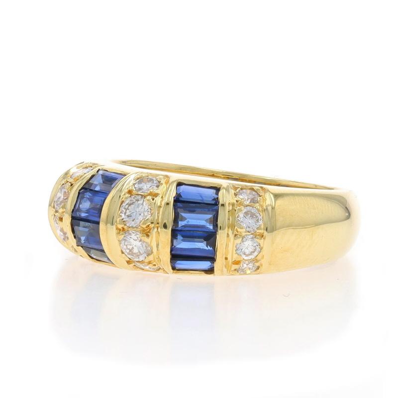 Or Jaune Saphir Diamant Cluster Band 18k Baguette 1.18ctw Stripe Ring 6 1/4 Excellent état - En vente à Greensboro, NC