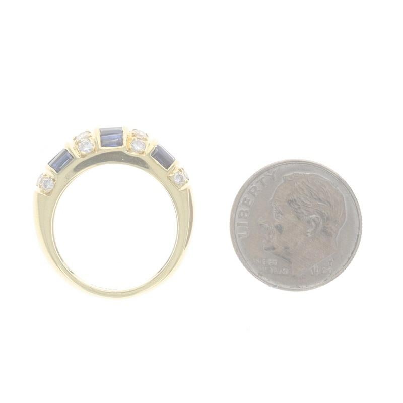 Or Jaune Saphir Diamant Cluster Band 18k Baguette 1.18ctw Stripe Ring 6 1/4 en vente 1