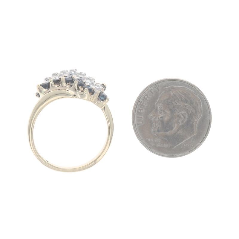 Bague en or jaune saphir diamant Cocktail Bypass - 10k Round 1.47ctw en vente 1