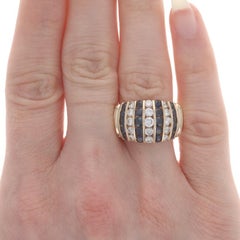Yellow Gold Sapphire & Diamond Cluster Cocktail Dome Band 18k Rnd 3.12ctw Ring