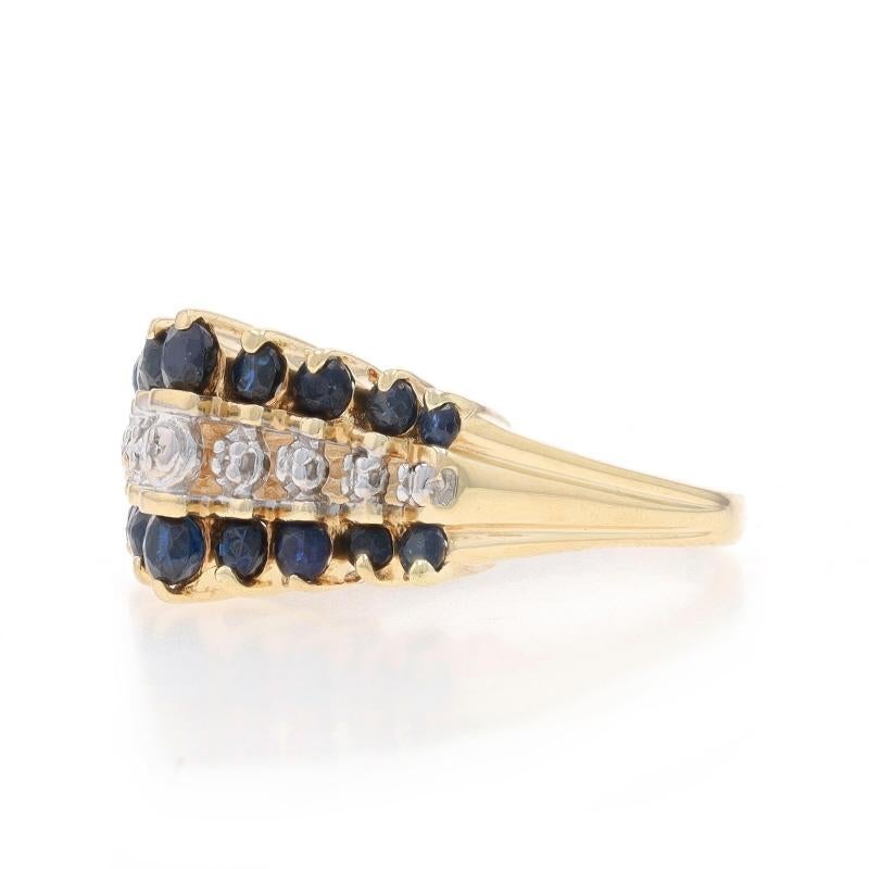 Yellow Gold Sapphire Diamond Cluster Cocktail Ring - 10k Round 1.33ctw Tiered In Excellent Condition In Greensboro, NC