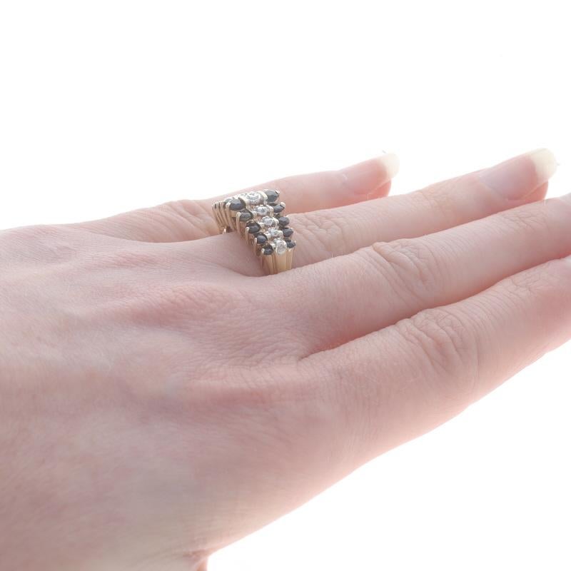 Women's Yellow Gold Sapphire Diamond Cluster Cocktail Ring - 10k Round 1.33ctw Tiered
