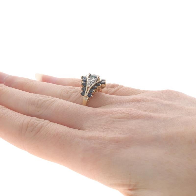 Bague cocktail en or jaune saphir et diamant -14k Marquise et rond 1.89ctw Pour femmes en vente