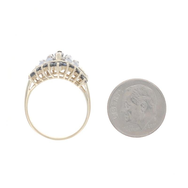 Bague cocktail en or jaune saphir et diamant -14k Marquise et rond 1.89ctw en vente 1