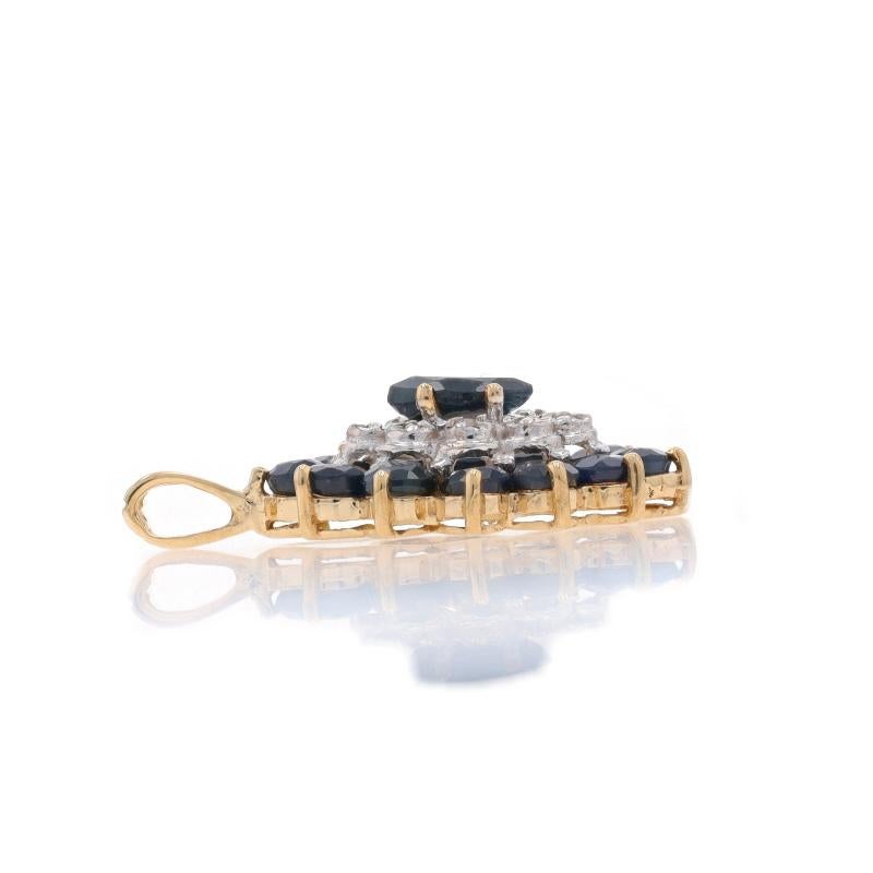 Gelbgold Saphir-Diamant-Cluster-Halo-Anhänger - 14k Marquise 2,19ctw Floral (Marquiseschliff)