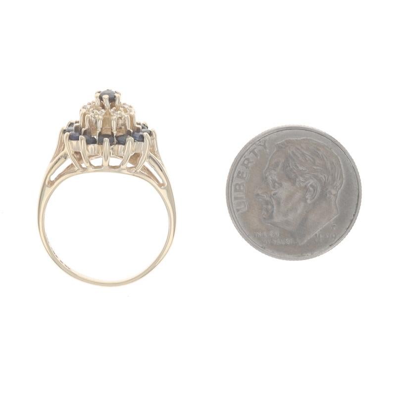 Gelbgold Saphir Diamant Cluster Halo Ring - 10k Runde .95ctw Floral im Angebot 1