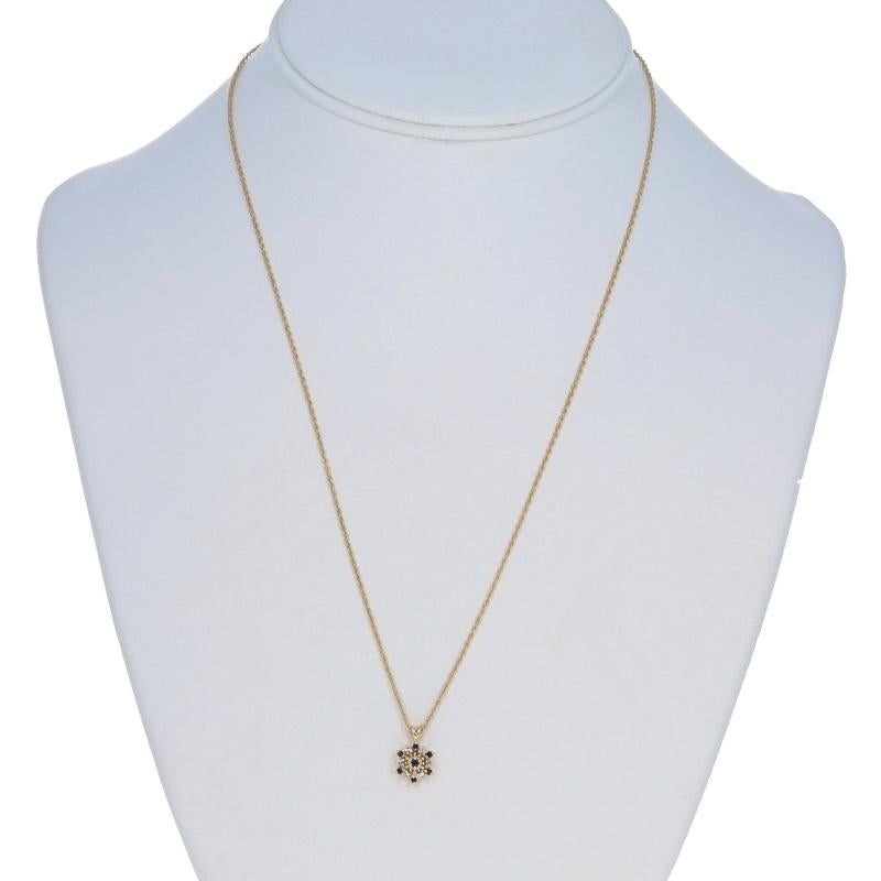 Taglio rotondo Yellow Gold Sapphire Diamond Cluster Pendant Necklace 20