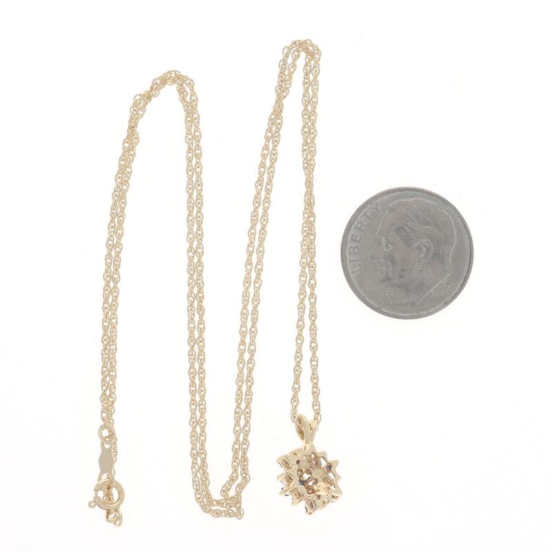 Yellow Gold Sapphire Diamond Cluster Pendant Necklace 20