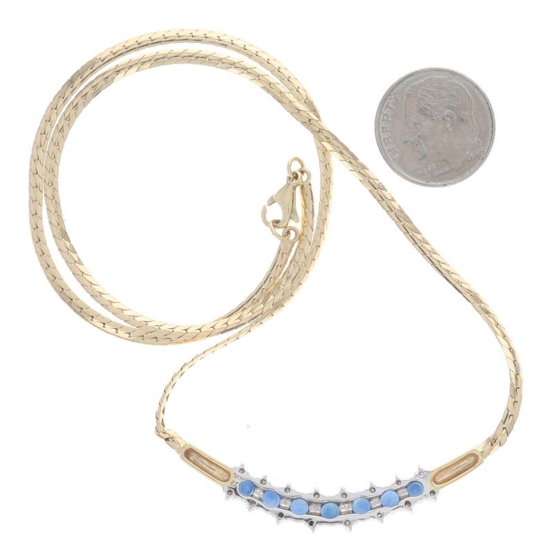 Collier à barres incurvées en or jaune avec saphirs et diamants 16 1/2