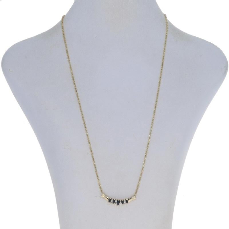 Yellow Gold Diamond Bar Necklace 17 3/4" 10k Rnd and Baguette .37ctw