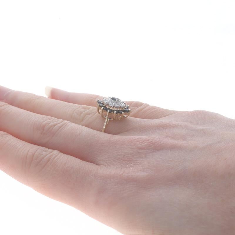 Gelbgold Saphir-Diamant-Doppel Halo-Ring - 10k Marquise & Rund 1,23 ctw Damen
