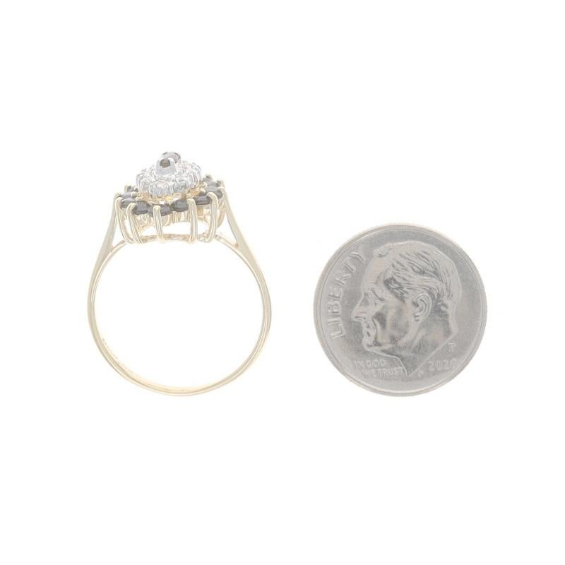 Gelbgold Saphir-Diamant-Doppel Halo-Ring - 10k Marquise & Rund 1,23 ctw 1