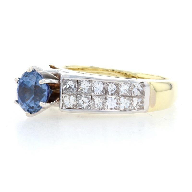 For Sale:  Yellow Gold Sapphire & Diamond Engagement Ring, 18k Round Cut 2.45ctw 3