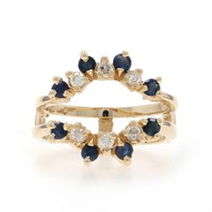 Yellow Gold Sapphire Diamond Enhancer Band - 14k Round .88ctw Wrap Jacket Ring