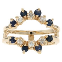 Yellow Gold Sapphire Diamond Enhancer Band - 14k Round .88ctw Wrap Jacket Ring