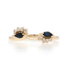 Yellow Gold Sapphire Diamond Enhancer Ring - 14k Marq .24ctw Wedding Band Guard