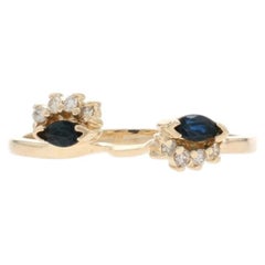 Yellow Gold Sapphire Diamond Enhancer Ring - 14k Marq .24ctw Wedding Band Guard