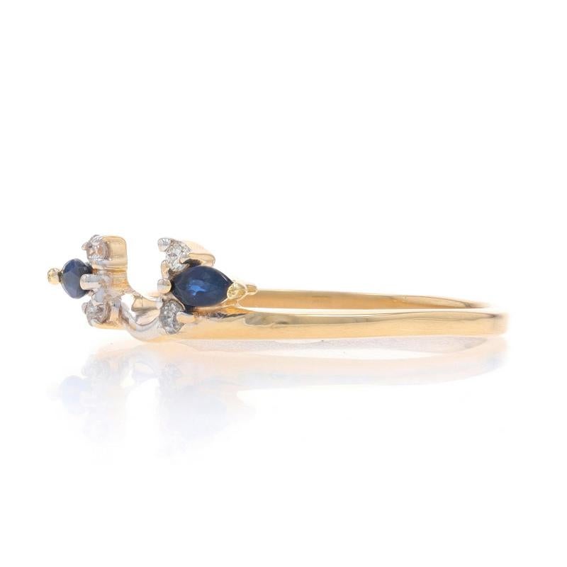 Yellow Gold Sapphire Diamond Enhancer Wedding Band - 14k Marq .36ctw Guard Ring In Excellent Condition For Sale In Greensboro, NC