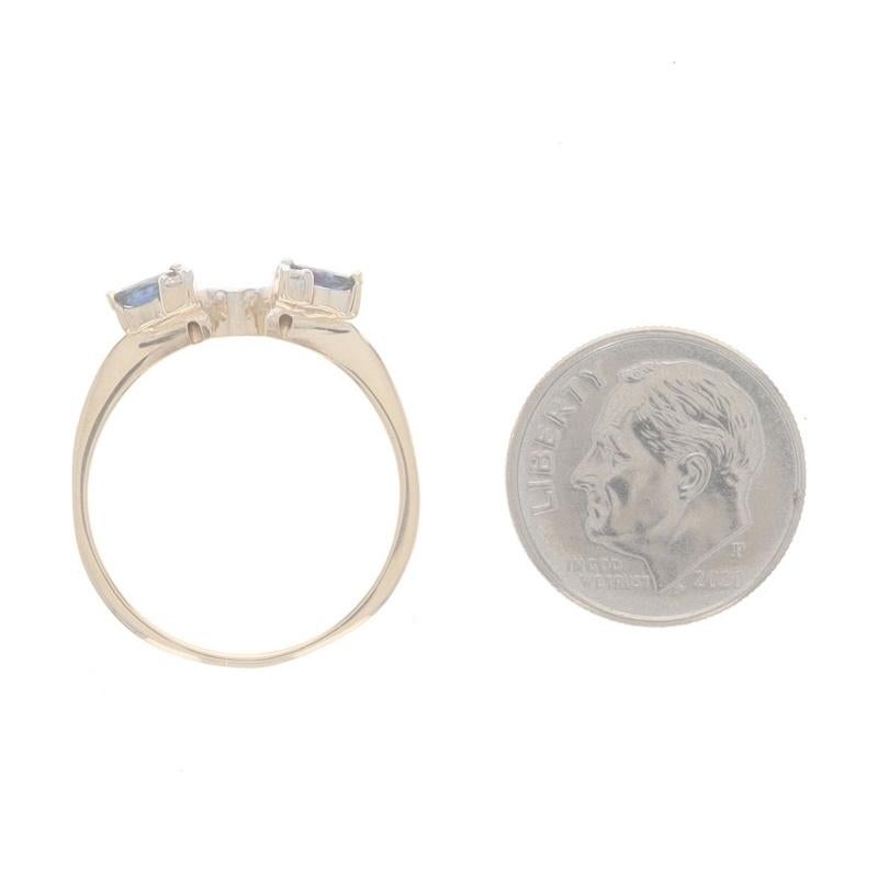 Yellow Gold Sapphire Diamond Enhancer Wedding Band - 14k Marq .36ctw Guard Ring For Sale 1