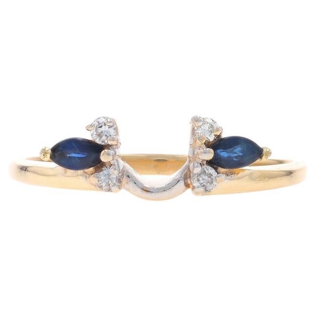 Yellow Gold Sapphire Diamond Enhancer Wedding Band - 14k Marq .36ctw Guard Ring