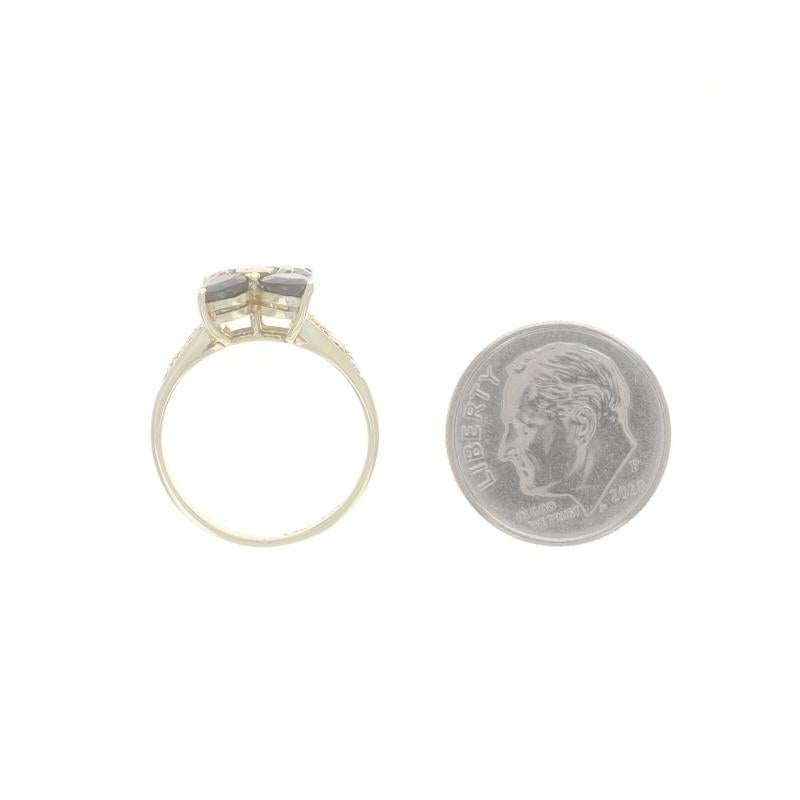 Anello con fiore di zaffiro e diamante in oro giallo - Cuore 14k 1,21ctw Cluster in vendita 1