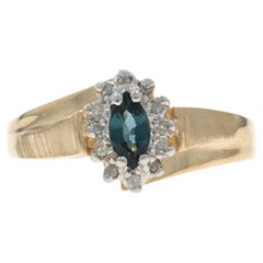 Anello bypass con diamante e zaffiro in oro giallo - 10k Marquise .41ctw