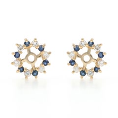 Yellow Gold Sapphire Diamond Halo Earring Enhancers - 14k Rd .60ctw Stud Jackets