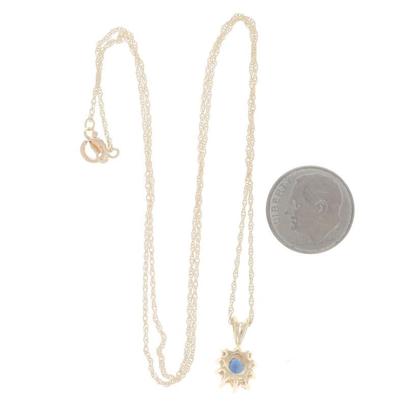 Collier en or jaune saphir diamant pendentif halo - 14k Oval .70ctw Floral Excellent état - En vente à Greensboro, NC