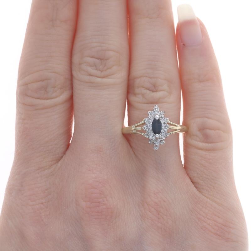 Gelbgold Saphir & Diamant Halo-Ring - 10k Marquise .44ctw (Marquiseschliff) im Angebot