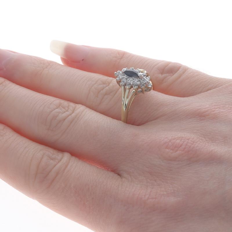 Gelbgold Saphir & Diamant Halo-Ring - 10k Marquise .44ctw Damen im Angebot