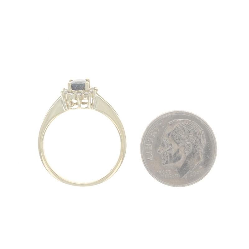 Yellow Gold Sapphire Diamond Halo Ring - 10k Oval .78ctw Floral 1