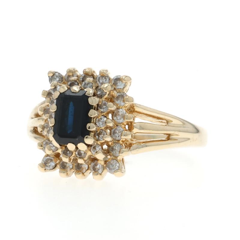 Bague en or jaune saphir diamant halo - 14k Emerald 1.25ctw Excellent état - En vente à Greensboro, NC