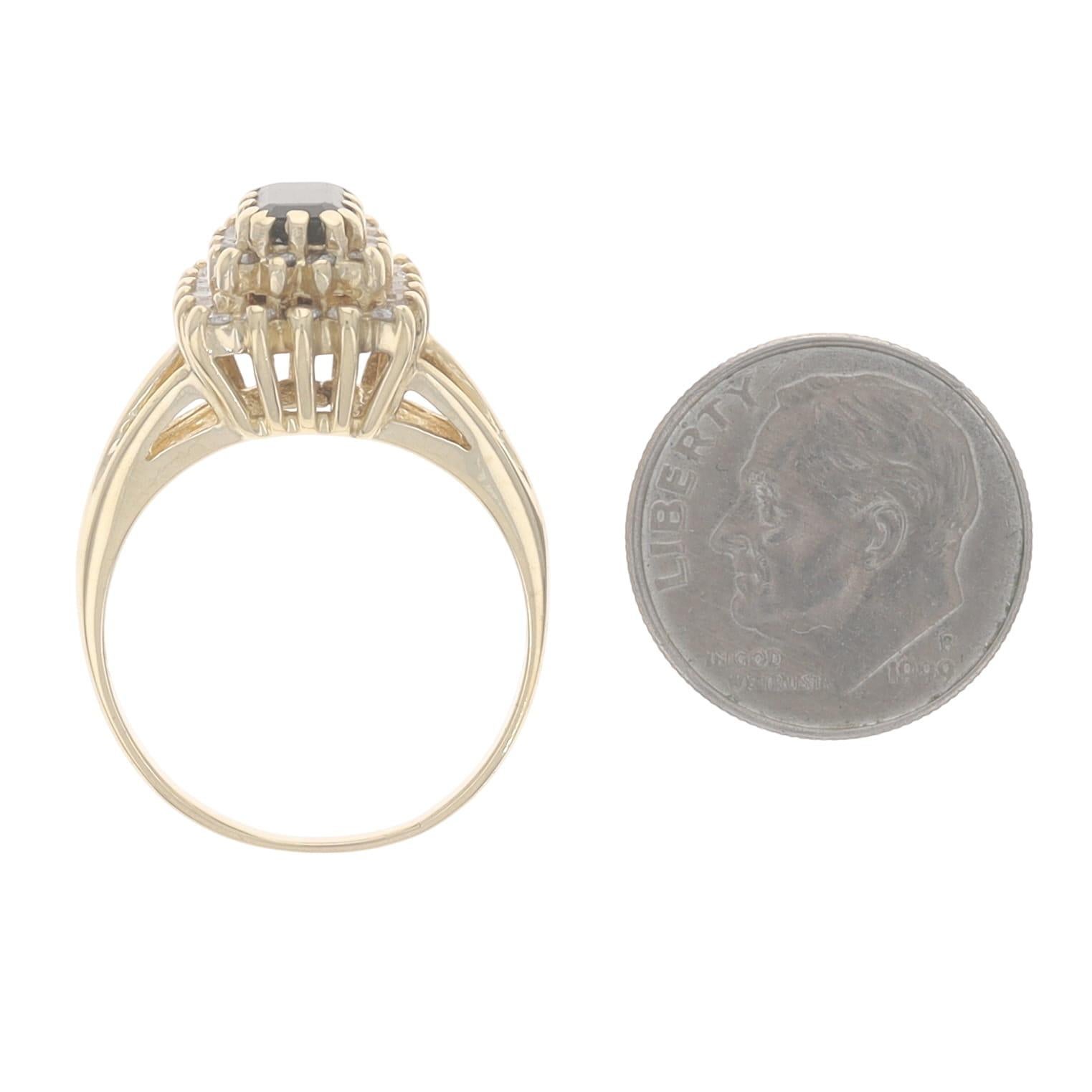 Bague en or jaune saphir diamant halo - 14k Emerald 1.25ctw en vente 1