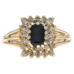 Anello aureola in oro giallo con zaffiro e diamante - 14k Smeraldo 1,25ctw