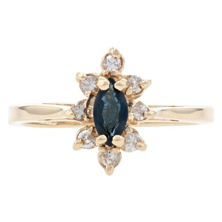 Gelbgold Saphir and Diamant Halo-Ring, 14k Marquise-Schliff 0,51ctw  Verlobungsring, personalisierbar, im Angebot bei 1stDibs