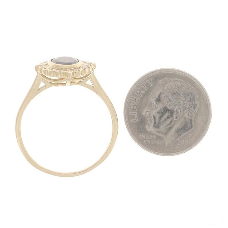 Bague halo en or jaune 14 carats avec saphirs et diamants - 1,16 carat poids total Pour femmes en vente