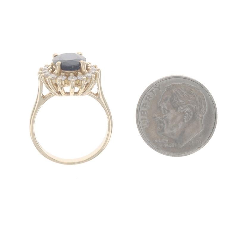 Donna Anello aureola in oro giallo con zaffiro e diamante - 14k Oval 2.90ctw Floral in vendita