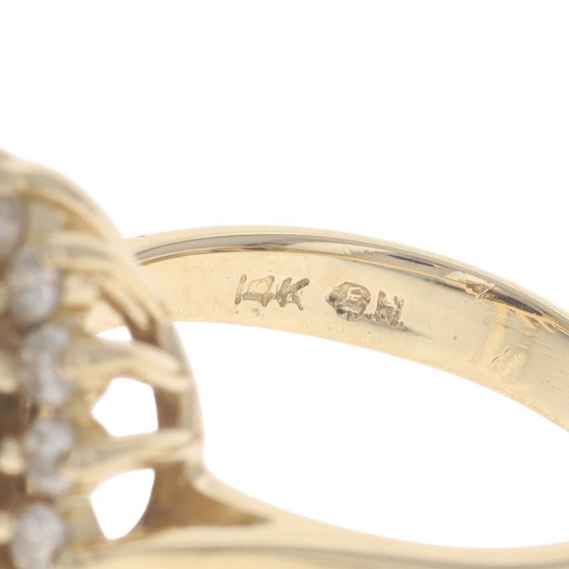 Anello aureola in oro giallo con zaffiro e diamante - 14k Oval 2.90ctw Floral in vendita 1