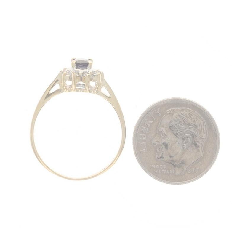 Gelbgold Saphir & Diamant Halo-Ring - 14k Oval .85ctw Floral im Angebot 1